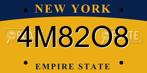 4M82O8 New York License Plate