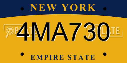 4MA730 New York License Plate
