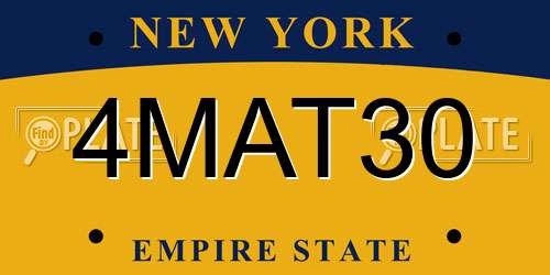 4MAT30 New York License Plate