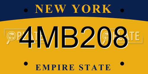 4MB208 New York License Plate