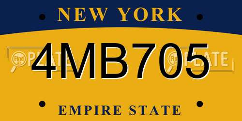 4MB705 New York License Plate
