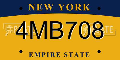 4MB708 New York License Plate