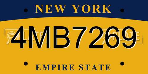 4MB7269 New York License Plate