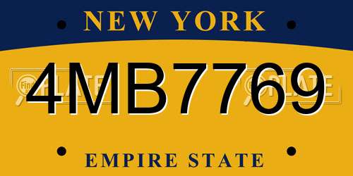 4MB7769 New York License Plate
