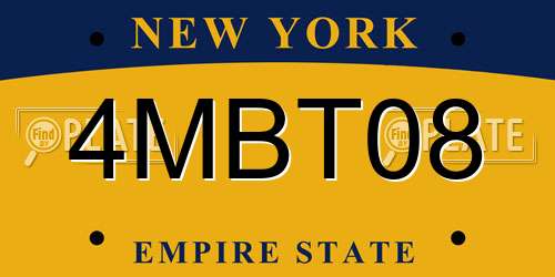4MBT08 New York License Plate