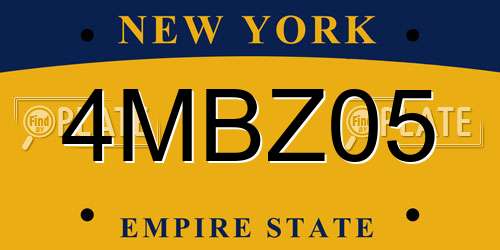 4MBZ05 New York License Plate
