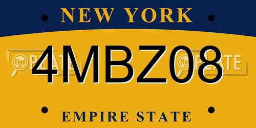 4MBZ08 New York License Plate