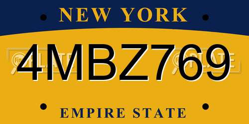 4MBZ769 New York License Plate