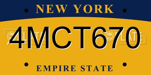 4MCT670 New York License Plate