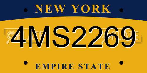 4MS2269 New York License Plate