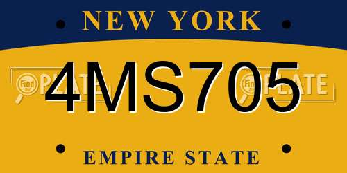 4MS705 New York License Plate