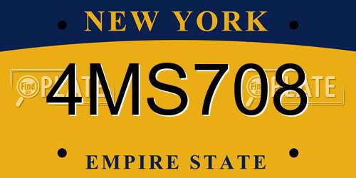 4MS708 New York License Plate