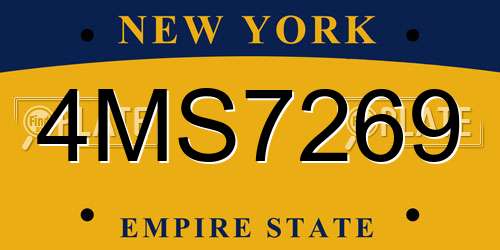 4MS7269 New York License Plate