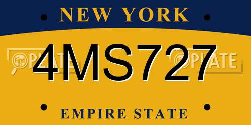 4MS727 New York License Plate