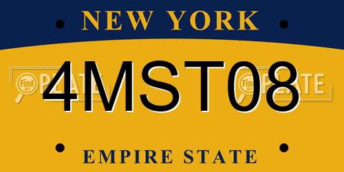 4MST08 New York License Plate