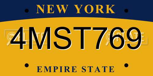 4MST769 New York License Plate