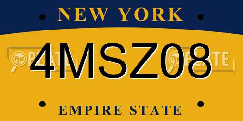 4MSZ08 New York License Plate
