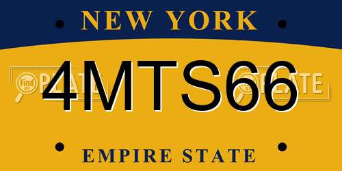 4MTS66 New York License Plate