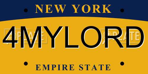 4MYLORD New York License Plate