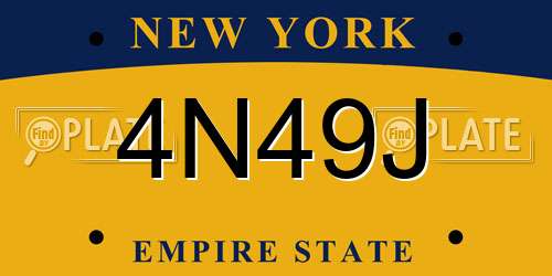 4N49J New York License Plate