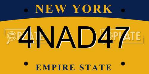 4NAD47 New York License Plate
