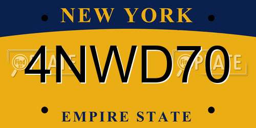 4NWD70 New York License Plate