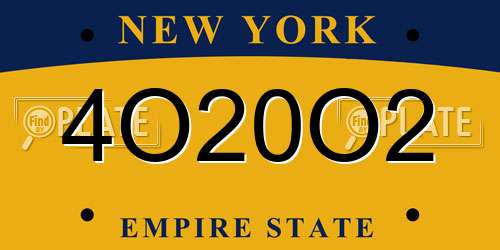 4O20O2 New York License Plate