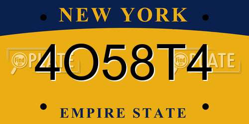 4O58T4 New York License Plate