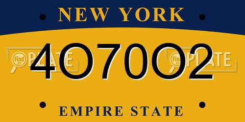 4O70O2 New York License Plate
