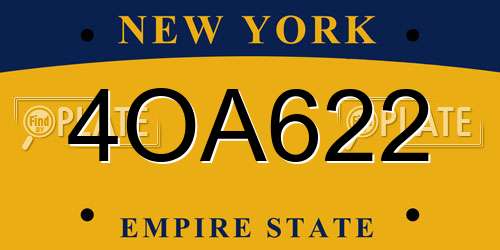 4OA622 New York License Plate