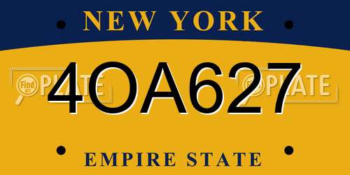 4OA627 New York License Plate