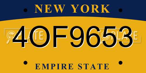 4OF9653 New York License Plate