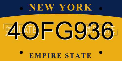 4OFG936 New York License Plate