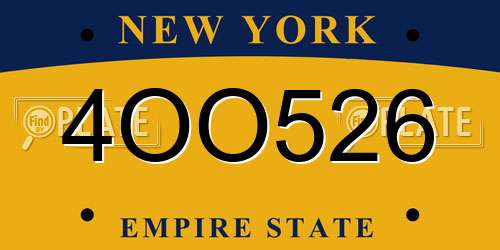 4OO526 New York License Plate