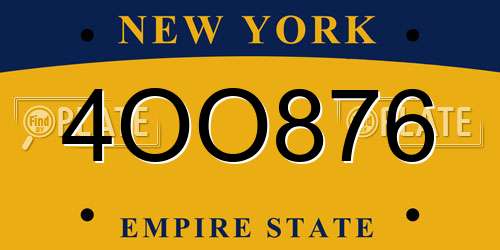 4OO876 New York License Plate