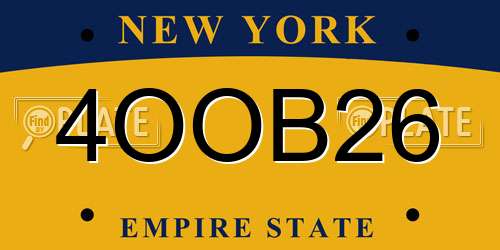 4OOB26 New York License Plate