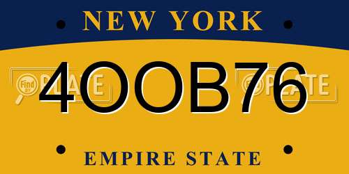 4OOB76 New York License Plate