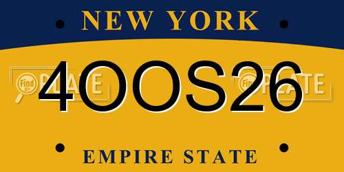 4OOS26 New York License Plate