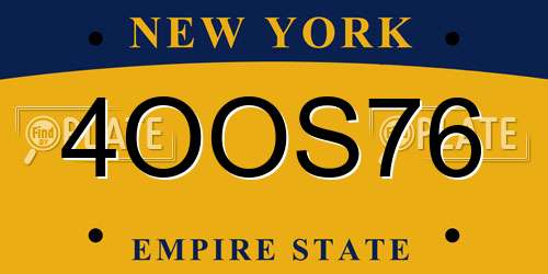 4OOS76 New York License Plate