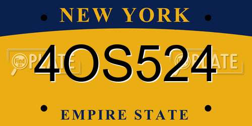 4OS524 New York License Plate