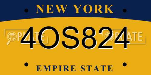 4OS824 New York License Plate