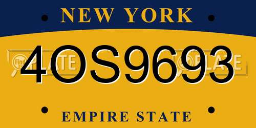4OS9693 New York License Plate