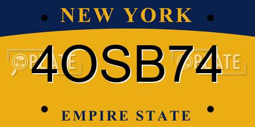 4OSB74 New York License Plate