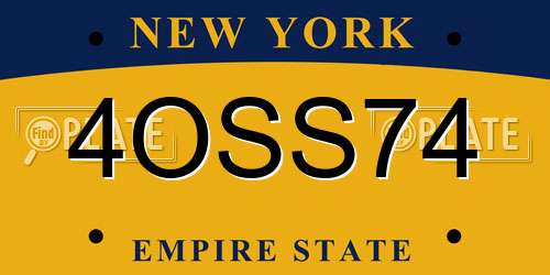 4OSS74 New York License Plate