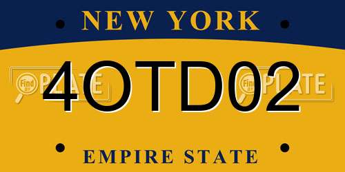 4OTD02 New York License Plate
