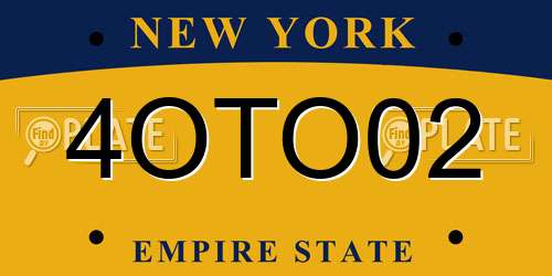 4OTO02 New York License Plate