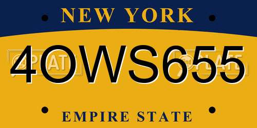 4OWS655 New York License Plate