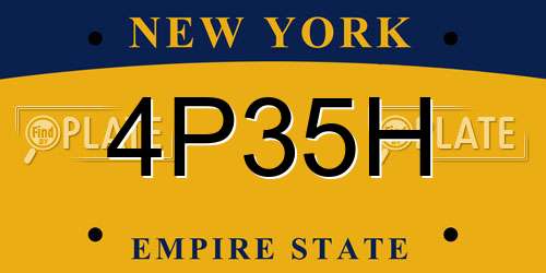 4P35H New York License Plate