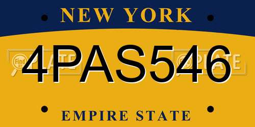 4PAS546 New York License Plate