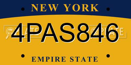 4PAS846 New York License Plate